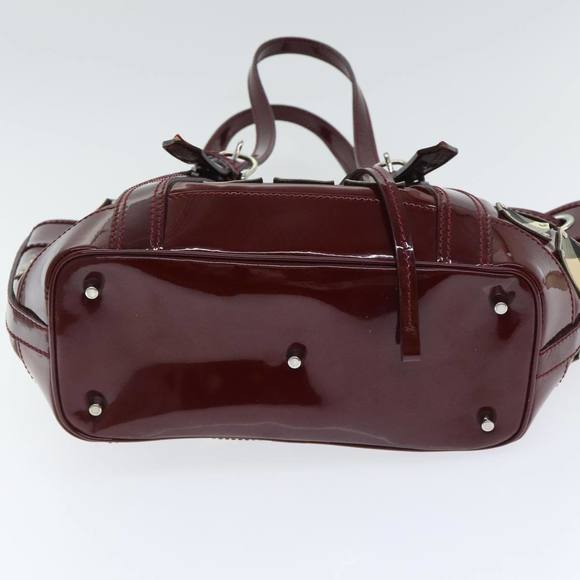 BURBERRY Hand Bag Enamel Red Silver Auth 91276 - Picture 5 of 16